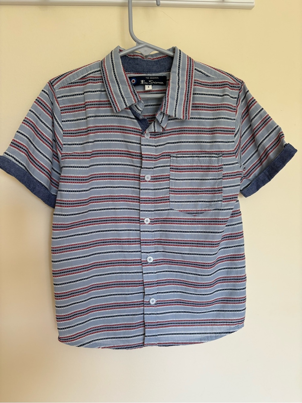 Boys Ben Sherman Short Sleeve Striped Button-Up Shirt